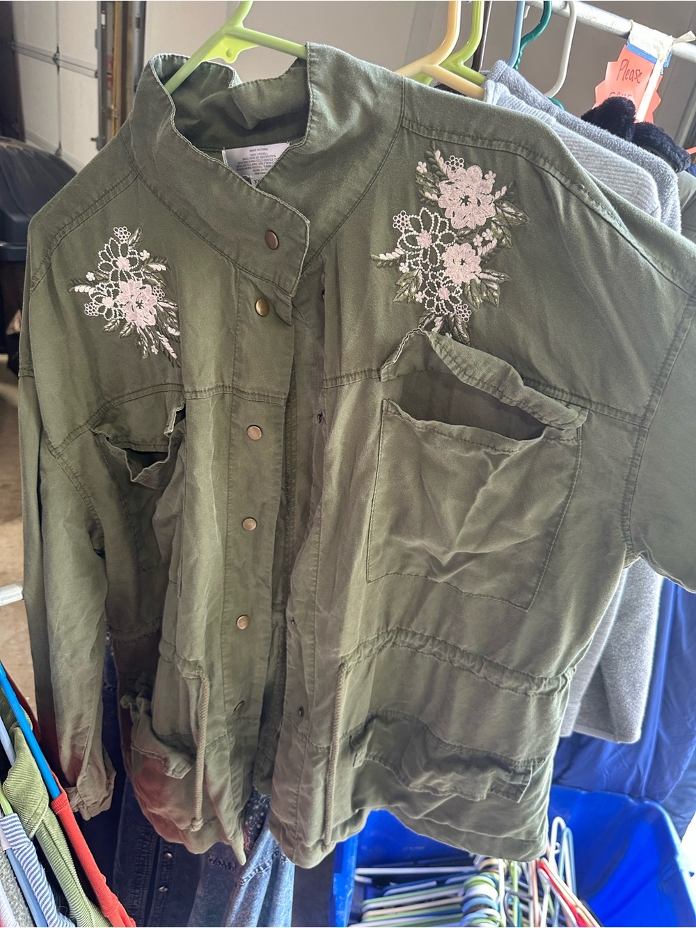 Embroidered Utility Jacket - Olive Green
